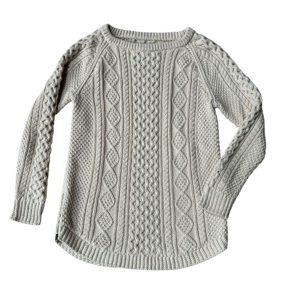 LL Bean Signature Cable Knit Fisherman Cotton Sweater, Size Medium